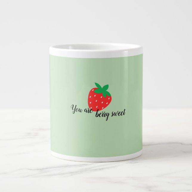 Caneca De Café Grande Design de morango simples (Frente)