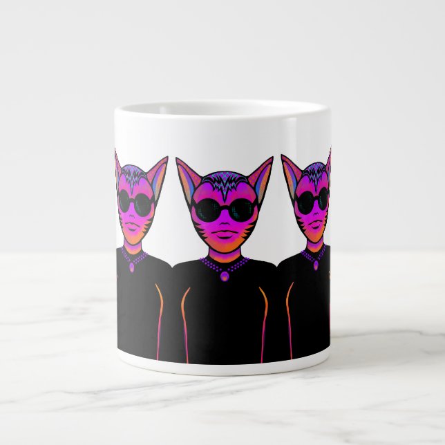 Caneca De Café Grande Design de personagens felinos (Frente)