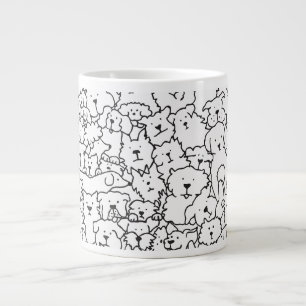 Caneca De Café Grande Design de rabisco de cachorro desenhado à mão fofo