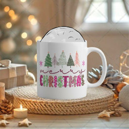 Caneca De Café Grande Design de Sublimação de Árvore de Natal Boho Fofo