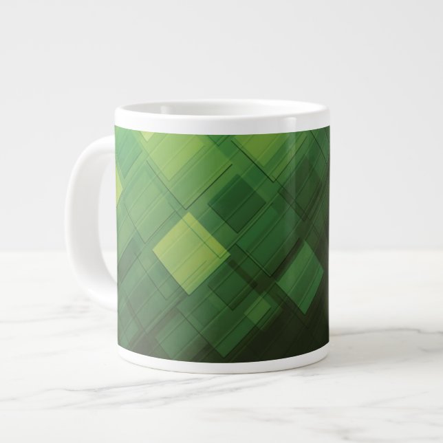 Caneca De Café Grande design de tecnologia de abstrato verde (Frente Esquerda)
