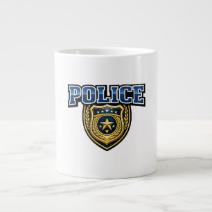 Caneca De Café Grande Design de Texto em Negrito de Insígnia da Polícia