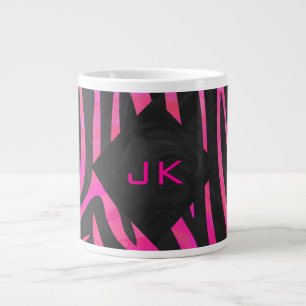 Caneca De Café Grande Design de zebra preto e rosa quente