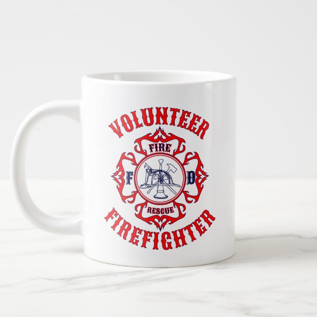 Caneca De Café Grande Design do VANT Firefighter Flaming Maltês (Esquerda)