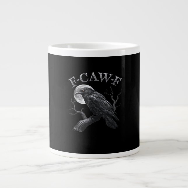 Caneca De Café Grande Design F-Caw-F Clássico Gótico da Lua Pássaro Lega (Frente)