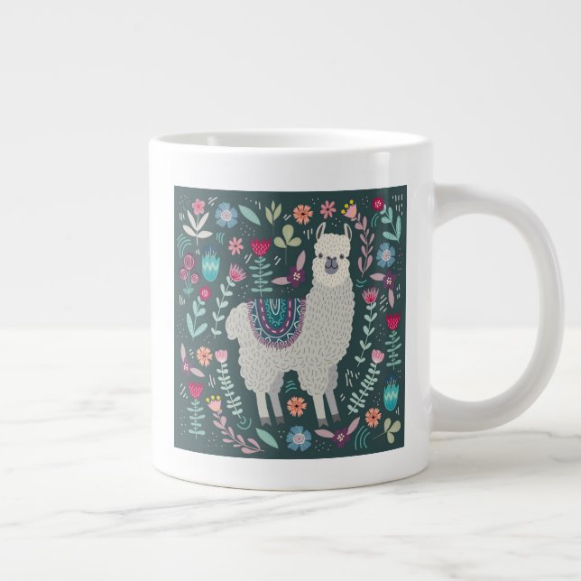 Caneca De Café Grande Design Floral de Llama (Direita)