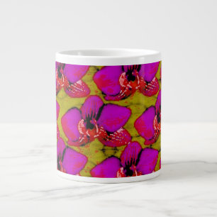 Caneca De Café Grande Design Floral Magenta
