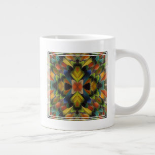 Caneca De Café Grande Design fractal das penas do papagaio-do-amor