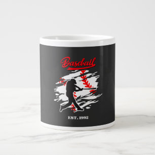 Caneca De Café Grande Design Gráfico Silhueta de Beisebol – EST. 1992