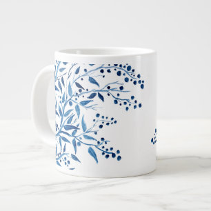 Caneca De Café Grande Design Jumbo Mug Azul de Ramificações Aquáticas
