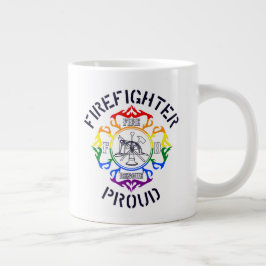 Caneca De Café Grande Design Maltês de Bombeiro Colorido LGBTQ