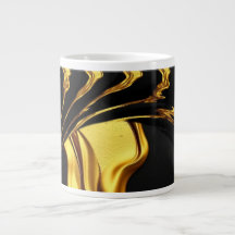 Design Monocromático Preto Ouro Líquido Turbilhão 