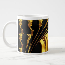 Caneca De Café Grande Design Monocromático Preto Ouro Líquido Turbilhão