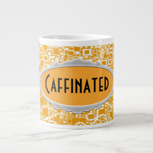 Caneca De Café Grande Design ouro Mini Azulejo Amarelo e Branco
