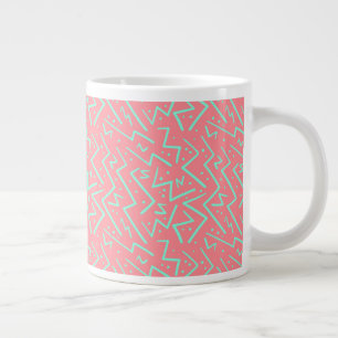 Caneca De Café Grande Design Psicodélico Retro Rosa e Verde