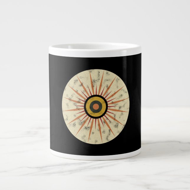 Caneca De Café Grande Design Retro Boho de Explosão Solar (Frente)