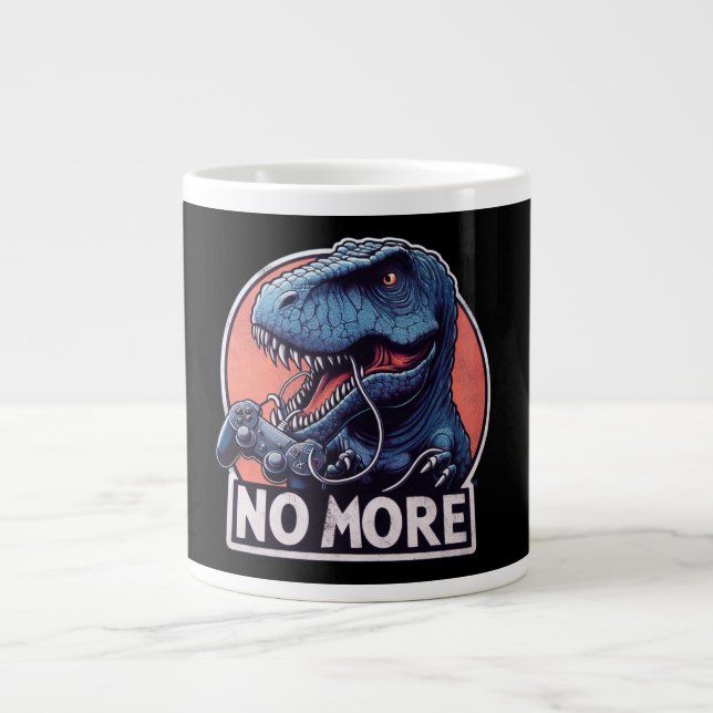 Caneca De Café Grande Design T-Rex Gamer Não Mais (Frente)