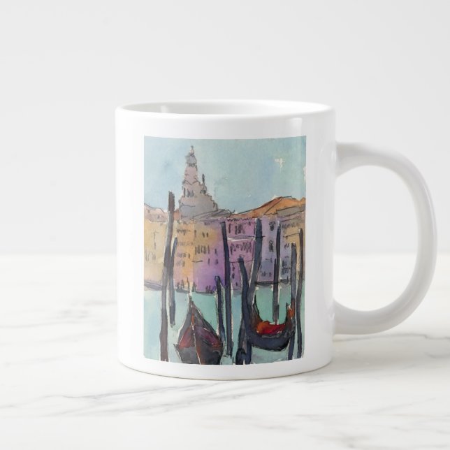 Caneca De Café Grande Destinos | Duas Gondolas no Sketch de Veneza (Direita)