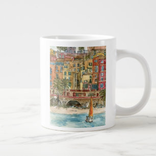 Caneca De Café Grande Destinos  Praia e Edifícios de Watercolor