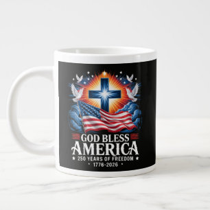 Caneca De Café Grande Deus Abençoe a América 250 Anos 1776-2026