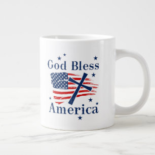 Caneca De Café Grande Deus abençoe América EUA Flag
