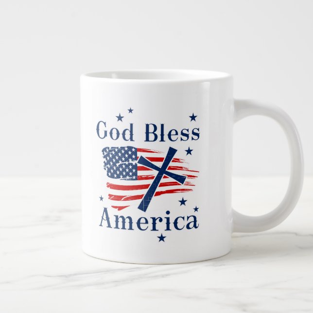 Caneca De Café Grande Deus abençoe América EUA Flag (Direita)