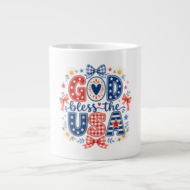 Caneca De Café Grande Deus abençoe os EUA (Frente)