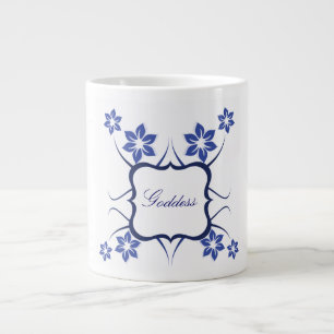 Caneca De Café Grande Deusa Floral Jumbo Mug, Azul
