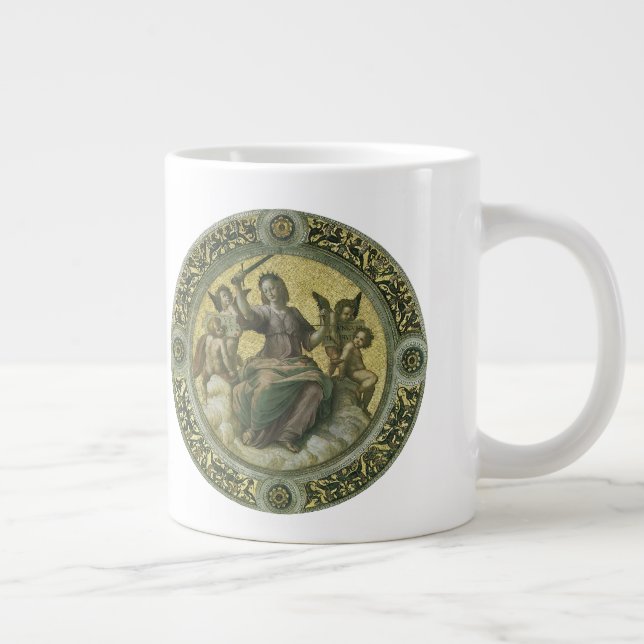 Caneca De Café Grande Deusa Romana Justiça com Anjos por Raphael (Direita)