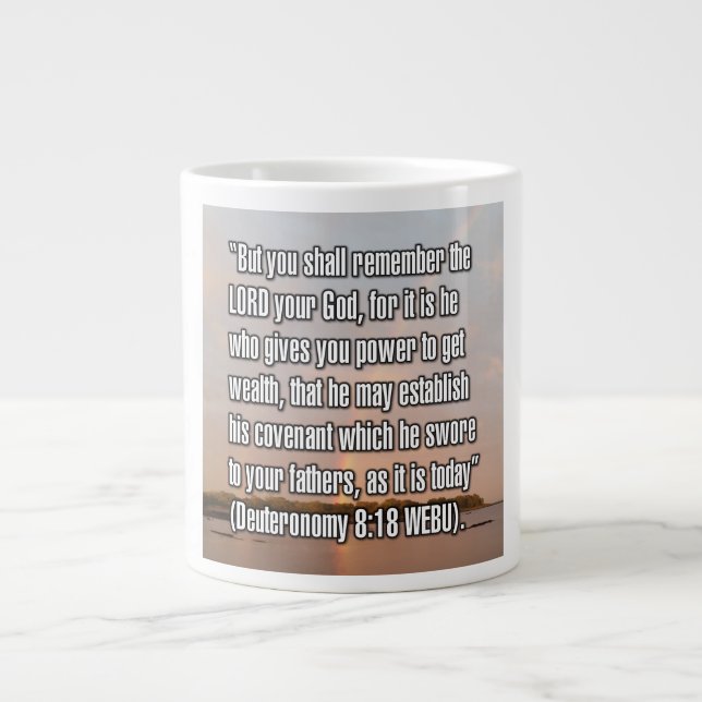 Caneca De Café Grande Deuteronômio 8:18 WEBU Mug (Frente)