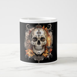 Caneca De Café Grande Dia das Bruxas,Padrão de Caveira, Calavera à Luz d