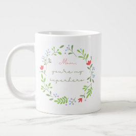 Caneca De Café Grande Dia das mães floral verde super mãe