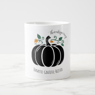 Caneca De Café Grande Dia de Ação de Graças,Agradecido Grato Abençoado