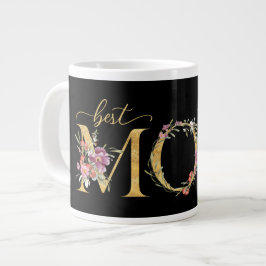 Caneca De Café Grande Dia de as mães de Letra MOM Floral Decorativo Melh