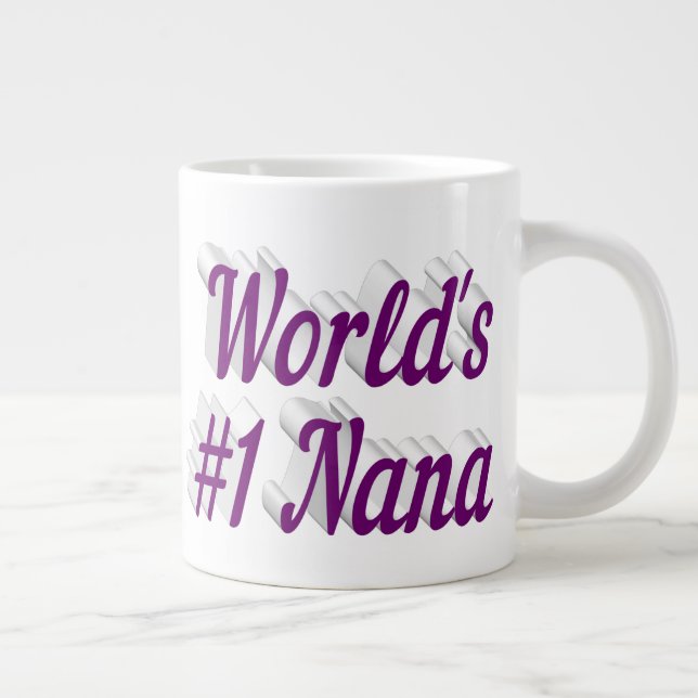 Caneca De Café Grande Dia de as mães de meio texto roxo da Nana (Direita)
