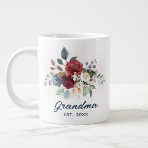 Caneca De Café Grande Dia de as mães Floral da vovó Elegante Personaliza
