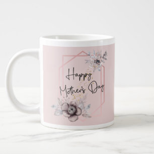 Caneca De Café Grande Dia de as mães Personalizar Imagem Cor-de-Rosa Flo
