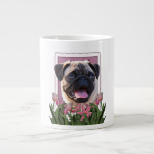 Caneca De Café Grande Dia de as mães - Tulipas Rosa - Pug