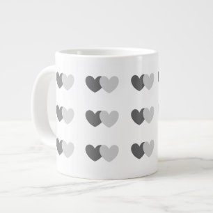 Caneca De Café Grande dia de os namorados Com Coração De Cinza Padrão