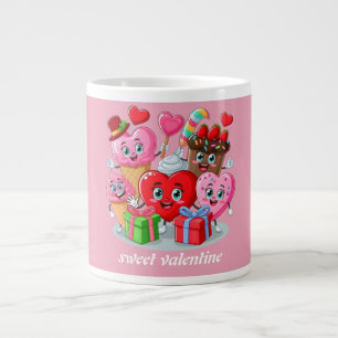 Caneca De Café Grande Dia de os namorados de Cartoon Heart & Sweet amigo