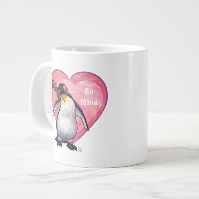 Caneca De Café Grande Dia de os namorados de pinguim (Frente Esquerda)