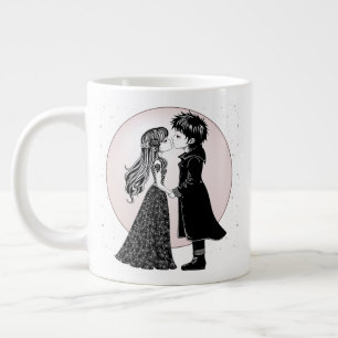 Caneca De Café Grande Dia de os namorados Gótico Beijo Gótico