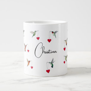 Caneca De Café Grande Dia de os namorados Personalizado de Hummingbird