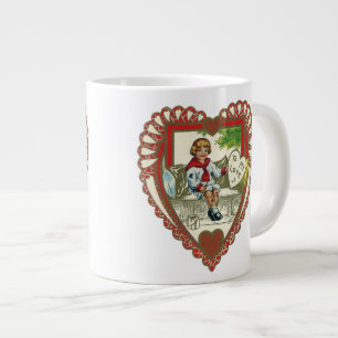 Caneca De Café Grande Dia de os namorados Vitoriano Vintage, Menino no C