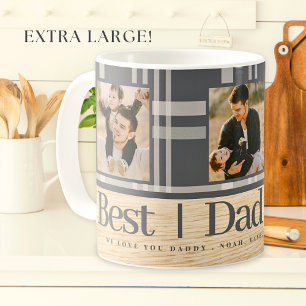 Caneca De Café Grande Dia de os pais de Fotografia da Madeira de Xadrez