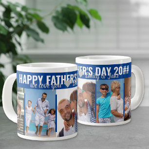 Caneca De Café Grande Dia de os pais Feliz 5 Título Fotográfico Azul