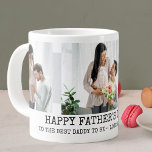 Caneca De Café Grande Dia de os pais para ser 3 Cinza de fotos<br><div class="desc">Mug de Dia de os pais personalizado para o pai ser. Esta caneca fotográfica tem uma design minimalista, moderna, com a tipografia da tenda e uma paleta monocromática de cor preta, branca e cinza. O modelo de foto está pronto para você adicionar 3 fotos de sua maternidade (2x retrato e...</div>