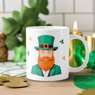 Caneca De Café Grande Dia de Patrick do Leprechaun Clover Shamrock