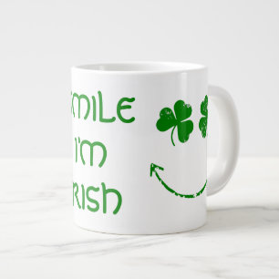 Caneca De Café Grande Dia de São Patrício sorriso sou irlandês