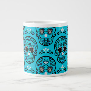 Caneca De Café Grande Dia dos Mortos Mexicano Caveira Floral Crânio Folc